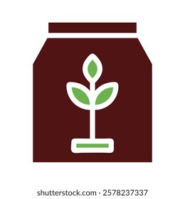 Seedling Growing Inside Bag Icon with Green Leaves