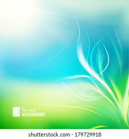 Seedling growing in sunlight. Vector illustration.