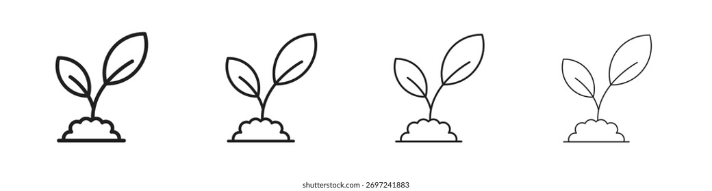 Seedling icon collection. Line vector sign, symbol for web and mobile