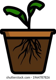 Seedling Icon. Editable Bold Outline With Color Fill Design. Vector Illustration.