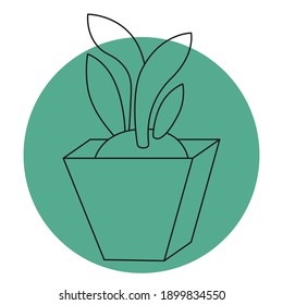 Seedling Icon on color backgrond. Simple line doodle Seedling icon. Vector illustration in editable line.