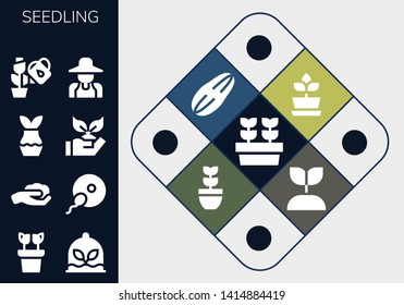seedling icon set. 13 filled seedling icons.  Simple modern icons about  - Plants, Plant, Gardening, Fertilization, Planting, Gardener, Seed, Growing plant