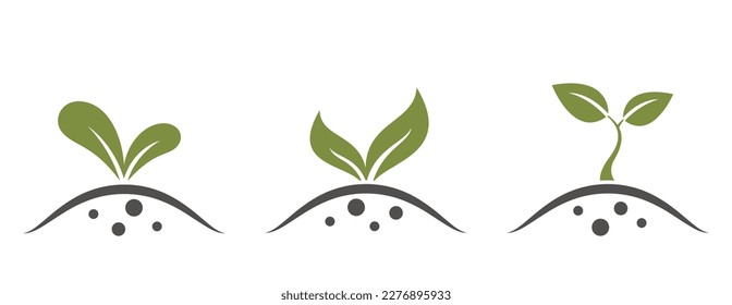seedling icon set. plant sprout, planting, farming and agriculture symbol. isolated vector image