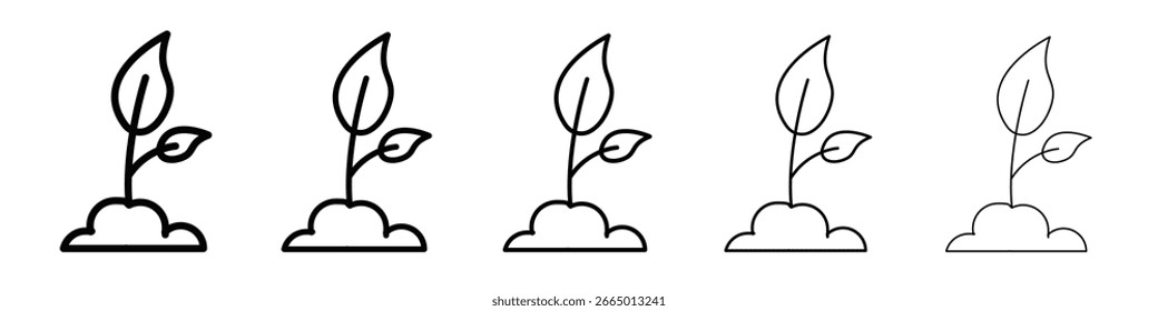 Concepto de símbolo de ícono de plántula para Diseño web. ícono de Vector de línea simple. ilustración de logotipo.