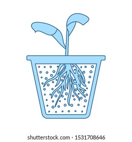 Seedling Icon. Thin Line With Blue Fill Design. Vector Illustration.