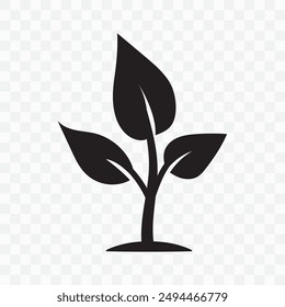 Seedling icon, vector. Sapling icon, silhouette, symbol.  Tree with leaves vector. Ecology icon, Small tree vector illustration. illustration of a green plant