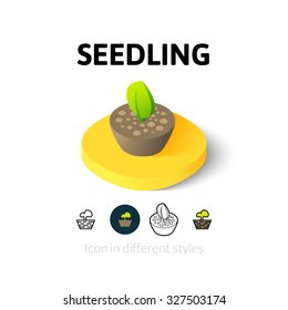 Seedling icon, vector symbol in flat, outline and isometric style