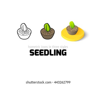Seedling icon, vector symbol in flat, outline and isometric style