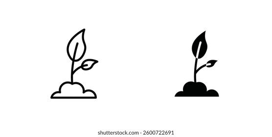 Seedling icons set for apps and web ui designs. simple isolated graphics.