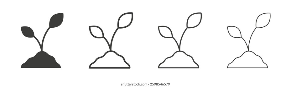 Seedling line icon vector illustration set.