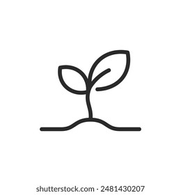 Seedling, linear style icon. A young plant sprouting from the ground, growth and agriculture. Editable stroke width.