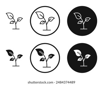 Seedling outlined icon vector collection.