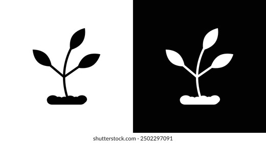 Seedling in soil icon logo set vector