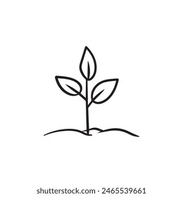Seedling tree growing icon. Black nature green vector design.