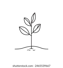 Icono de árbol de plántula. Diseño de Vector verde de la naturaleza negra.