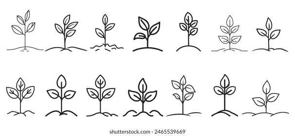 Icono de árbol de plántula. Diseño de Vector verde de la naturaleza negra.