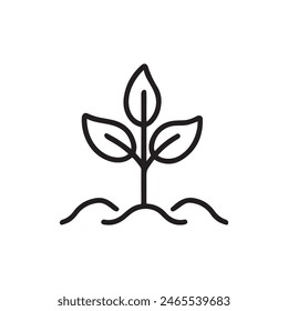 Icono de árbol de plántula. Diseño de Vector verde de la naturaleza negra.