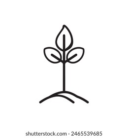 Seedling tree growing icon. Black nature green vector design.