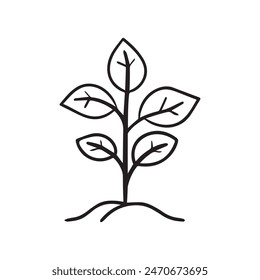 Seedling tree growing icon. Black nature green vector design.