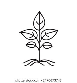 Seedling tree growing icon. Black nature green vector design.