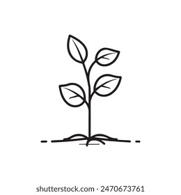 Seedling tree growing icon. Black nature green vector design.