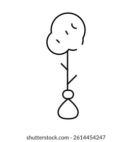 seedling tree line icon vector. seedling tree sign. isolated contour symbol black illustration