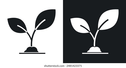 Seedling vector icon set in black color.