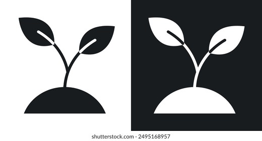 Seedling vector icon set in solid style.