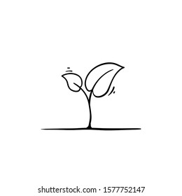 Seedling vector illustration with handdrawn doodle cartoon style isolated on white background