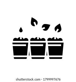 seedlings in cup glyph icon vector. seedlings in cup sign. isolated contour symbol black illustration