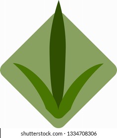 Seedlings of grass for breeding in the abstract vector. Icon for agriculture on the background of green rhombus  on new life.