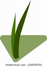 Seedlings of grass for breeding in the abstract vector. Icon for agriculture on the background of green triangle on new life.