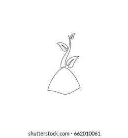 Seedlings growing in the ground vector icon.