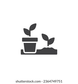 Icono vectorial de plántulas. signo plano relleno para concepto móvil y diseño web. Icono de glifos de plantas en crecimiento. Símbolo agrícola, ilustración del logo. Gráficos vectoriales