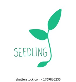  Seedlings sign.Healthly food concept icon. Simple element isolated on white background. Flat cartoon vector illustration, hand drawn style.