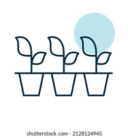 Samen oder junge Pflanzen, die in einem Kunststofftopf wachsen, einzelne Vektorsymbol. Graph Symbol für Landwirtschaft, Garten und Pflanzen Website und Design, Logo, App, UI