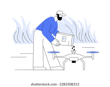 Seed-planting drones abstract concept vector illustration. Man dealing with seed-planting drone, smart farming industry, precision agriculture, improve agricultural yield abstract metaphor.