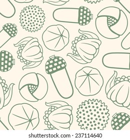 seeds and berries on a white background in seamless pattern