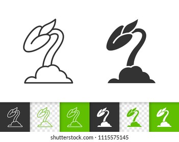 Seeds black linear and silhouette icons. Thin line sign of sprout. Organic Plant outline pictogram isolated on white, color, transparent background. Vector Icon shape. Seeds simple symbol closeup