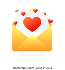 Seeds from an envelope icon. Flat, yellow, declaration of love through a message, hearts from an envelope. Vector icon
