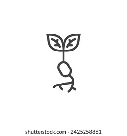 Seeds germination line icon. linear style sign for mobile concept and web design. Seed sprouting and growth outline vector icon. Symbol, logo illustration. Vector graphics