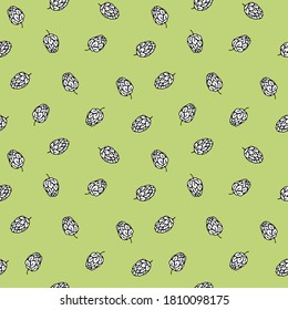 Seeds hops pattern, cartoon style.pattern with hops plants on light background. Seamless pattern can be used for wallpaper, pattern fills, web page background, surface textures.