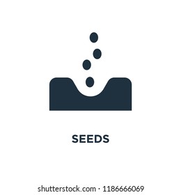 Seeds icon. Black filled vector illustration. Seeds symbol on white background. Can be used in web and mobile.