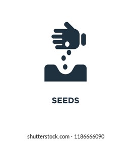 Seeds icon. Black filled vector illustration. Seeds symbol on white background. Can be used in web and mobile.