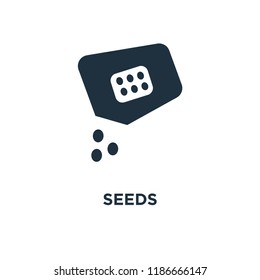 Seeds icon. Black filled vector illustration. Seeds symbol on white background. Can be used in web and mobile.