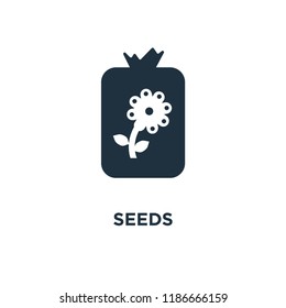 Seeds icon. Black filled vector illustration. Seeds symbol on white background. Can be used in web and mobile.