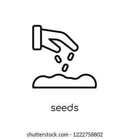 seeds icon. Trendy modern flat linear vector seeds icon on white background from thin line Ecology collection, outline vector illustration
