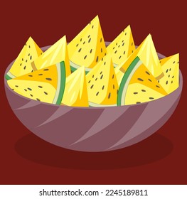 seeds and seeds less slices yellow watermelon illustration.