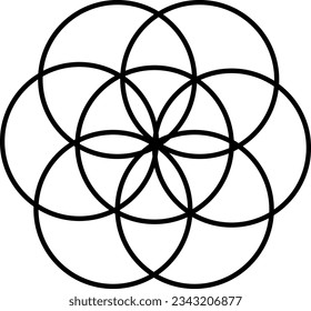 Seeds of life icon, flower of life vector symbol