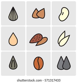 Seeds linear colored icons